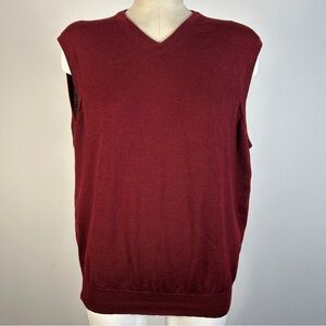 ❤️ Elegant V-Neck Burgundy Made in Italy Merino Wool Sweater Vest 52